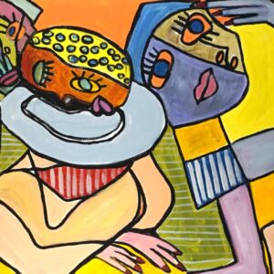 Kunst, Kunstwerk, Gemälde, Malerei, Figürlich, Surrealismus, Acryl auf Leinwand, Ölpastell, 140 x 70, Karin Stennei, Zabka